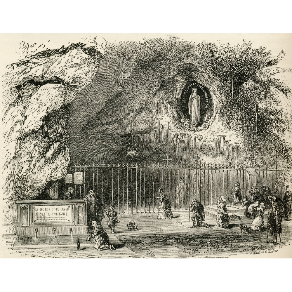 Grotto Of Massabielle In The Sanctuary Of Our Lady Of Lourdes France In The 19Th Century From French Pictures By The R 3 Image 2