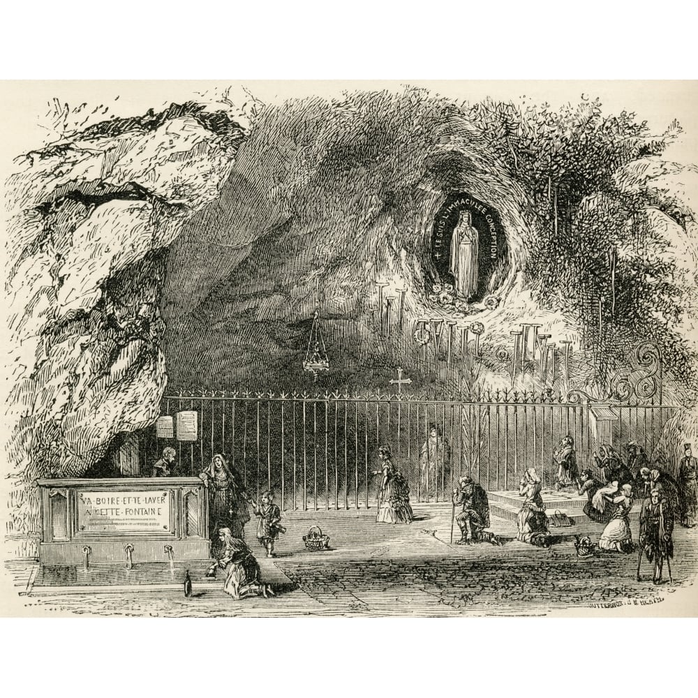 Grotto Of Massabielle In The Sanctuary Of Our Lady Of Lourdes France In The 19Th Century From French Pictures By The R 3 Image 1