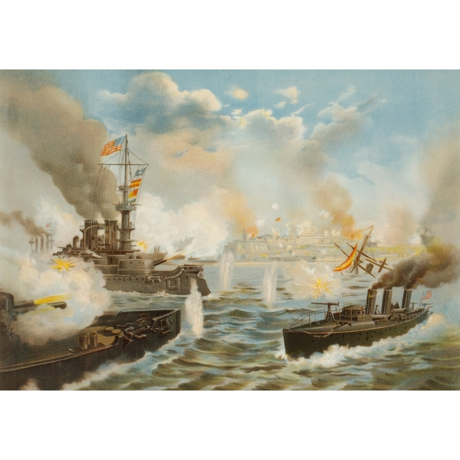 On May 12 1898 During The Spanish-American War U.S. Navy Warships Bombard San Juan Puerto Rico. Print Image 1