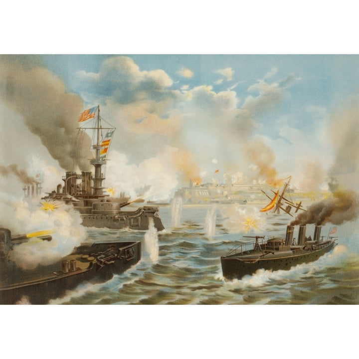 On May 12 1898 During The Spanish-American War U.S. Navy Warships Bombard San Juan Puerto Rico. Print Image 2