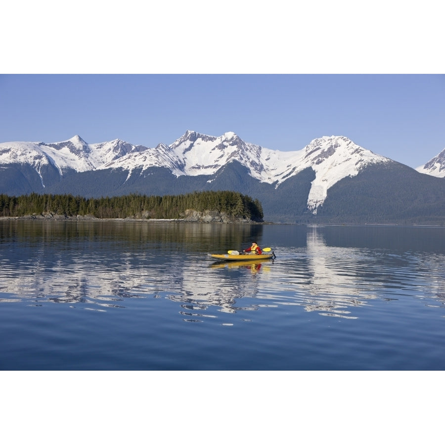 Alaska Juneau Favorite Passage. Kayaking Through Beautiful Mountain Ranges. Poster Print Image 1