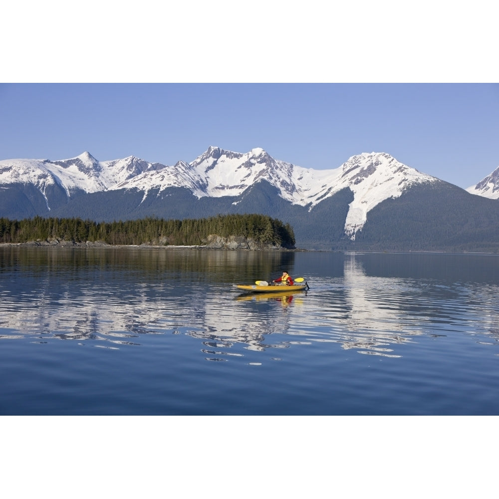 Alaska Juneau Favorite Passage. Kayaking Through Beautiful Mountain Ranges. Poster Print Image 2