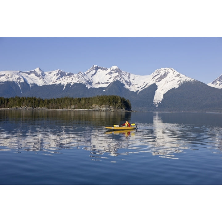 Alaska Juneau Favorite Passage. Kayaking Through Beautiful Mountain Ranges. Poster Print Image 2