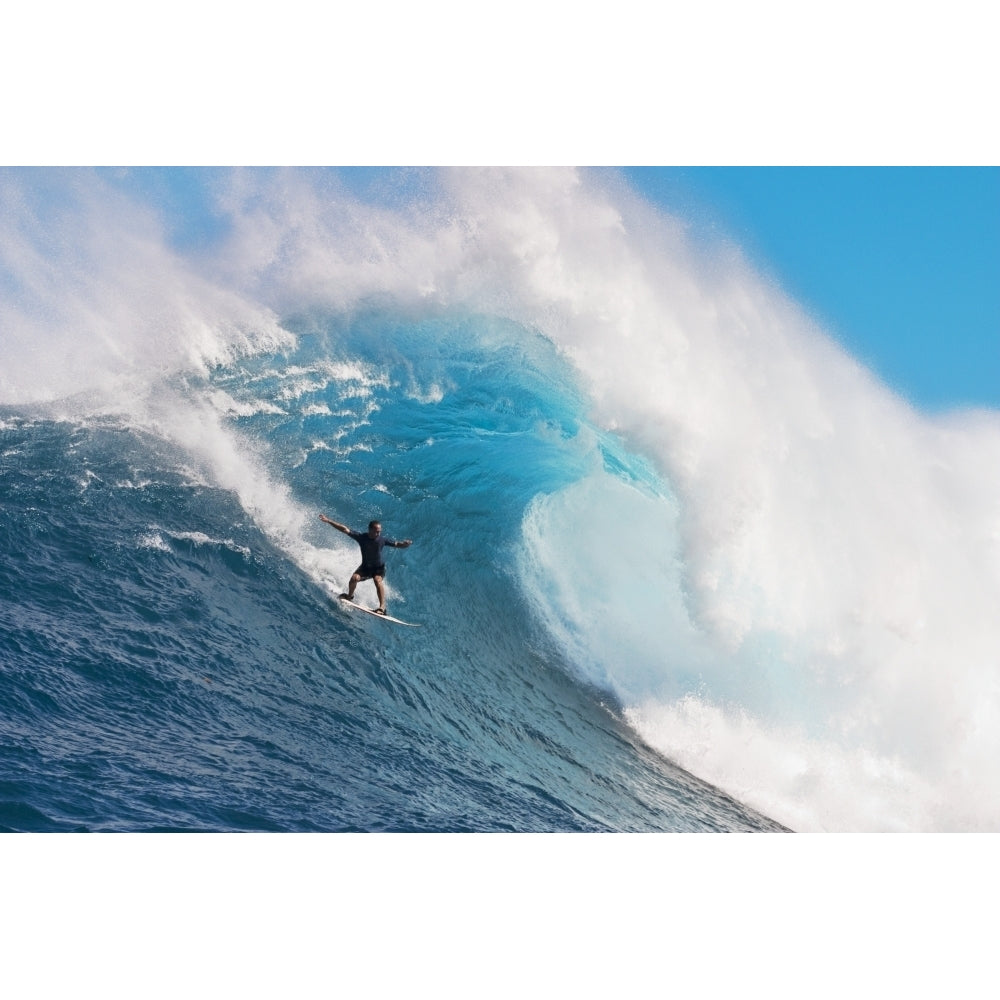 USA Hawaii Islands Maui Surfer On Huge Wave; Peahi-Jaws Poster Print Image 2