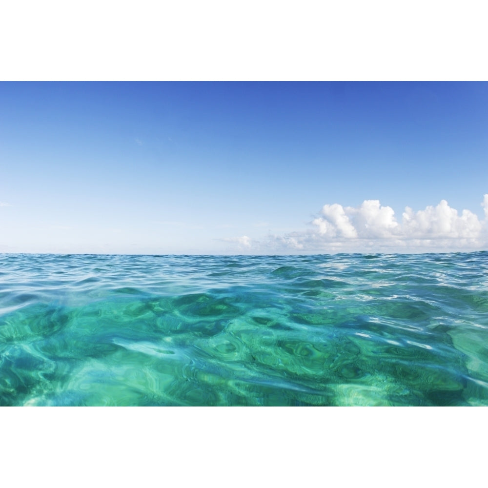 Hawaii Oahu View Of Tranquil Ocean With Blue Water. Poster Print Image 1