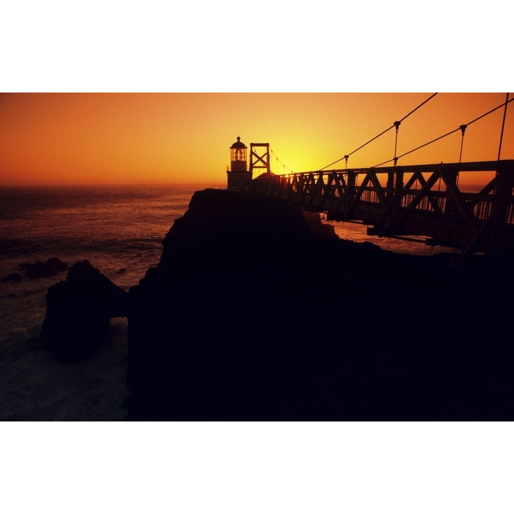 California San Francisco Bay Point Bonita Lighthouse At Sunset. Poster Print Image 1