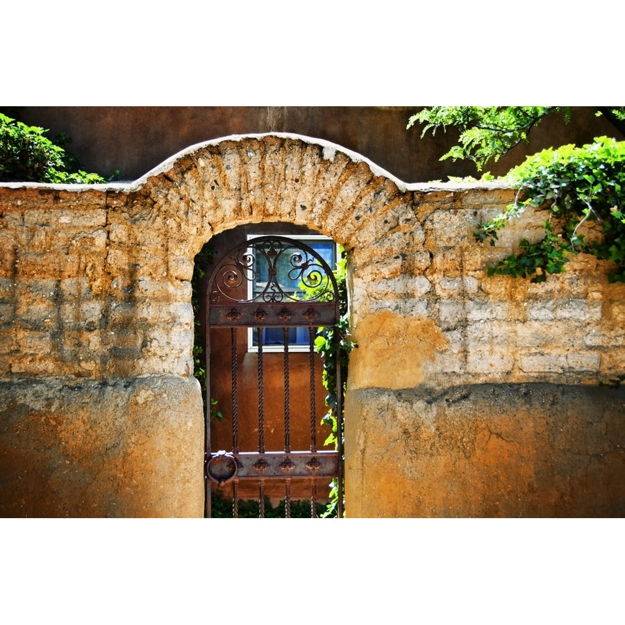 Mexican Doors Mexico Details Of Old Stone Doorway And Garden. Poster Print Image 1