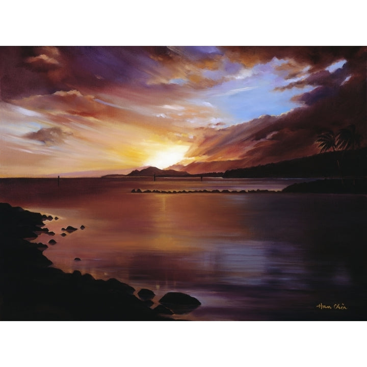 USA Hawaii Islands Oahu Landscape Of Sunset Over Ocean Image 1