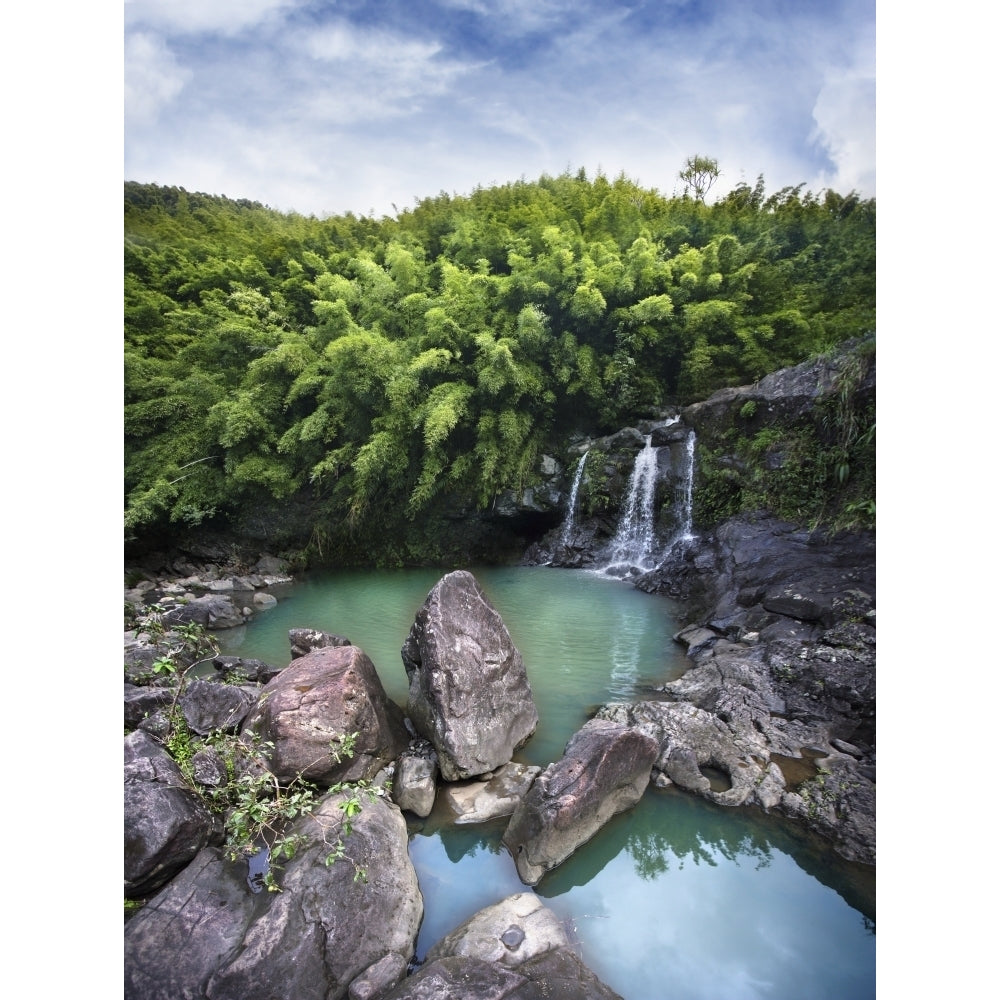 Hawaii Maui Bamboo Forest Also Called The Four Falls Of Nailiili-Haele Shot Of The First Falls. Print Image 2