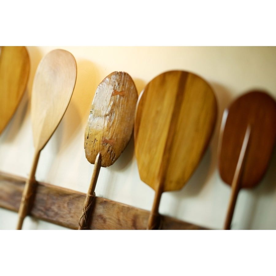 Hawaii Oahu Old Hawaiian Canoe Paddles Poster Print Image 1