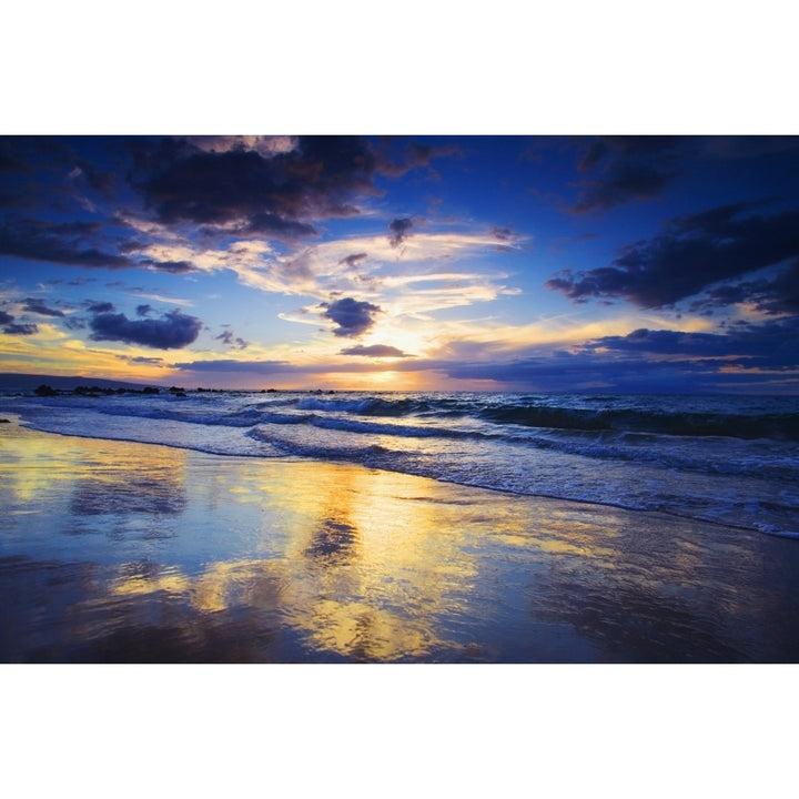 USA Hawaii Maui Sunset At Mokapu Beach; Wailea Poster Print Image 1