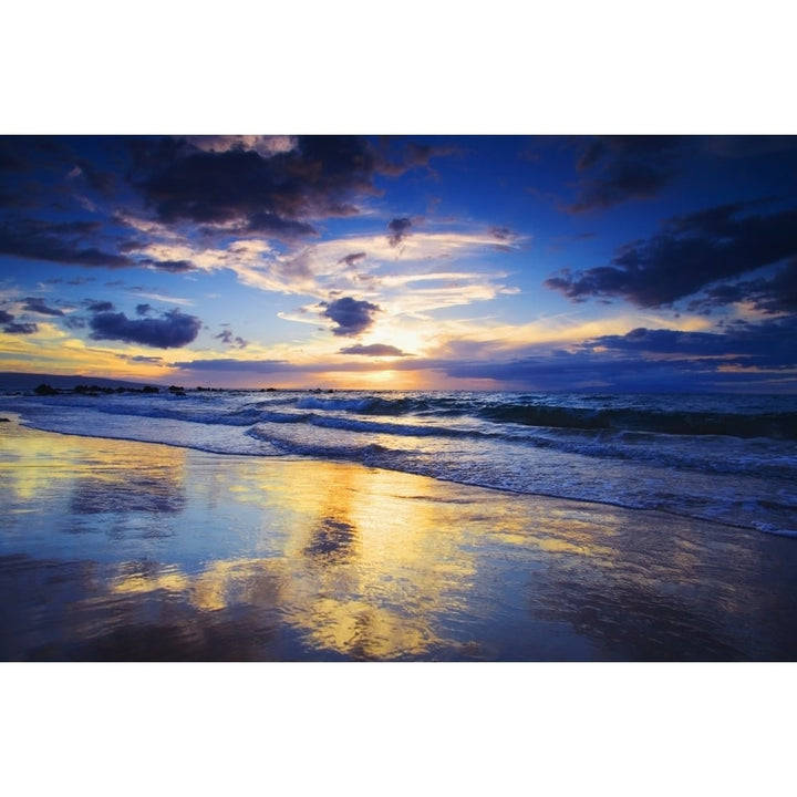 USA Hawaii Maui Sunset At Mokapu Beach; Wailea Poster Print Image 1