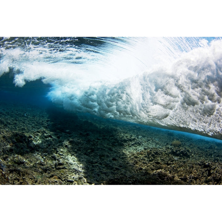 Micronesia Yap Underwater View Of Surf Crashing On The Reef. Poster Print Image 1