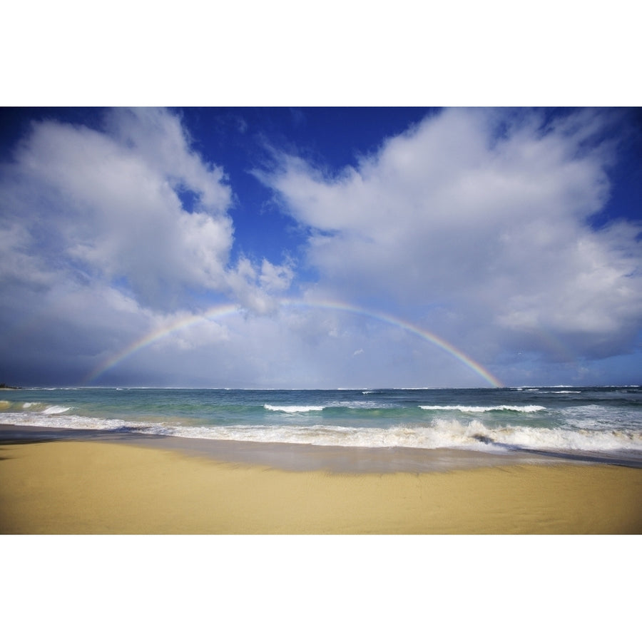 USA Hawaii Rainbow at Baldwin Beach; Maui Poster Print Image 1