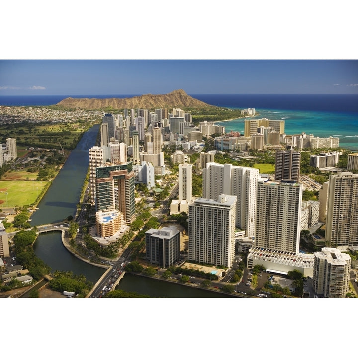 USA Hawaii Oahu Aerial view of Waikiki; Honolulu Poster Print Image 2