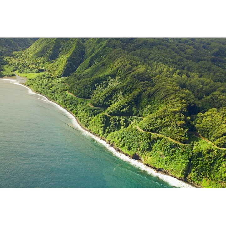 USA Hawaii Aerial view of road to Hana; Maui Poster Print Image 2