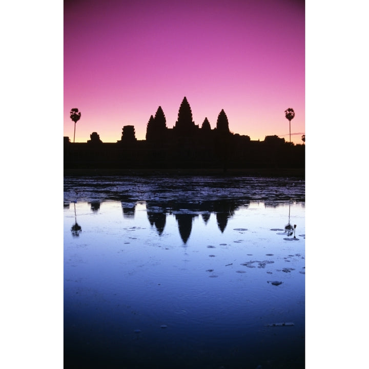 Cambodia Angkor Wat Silhouette Of Temple At Sunrise. Poster Print Image 2