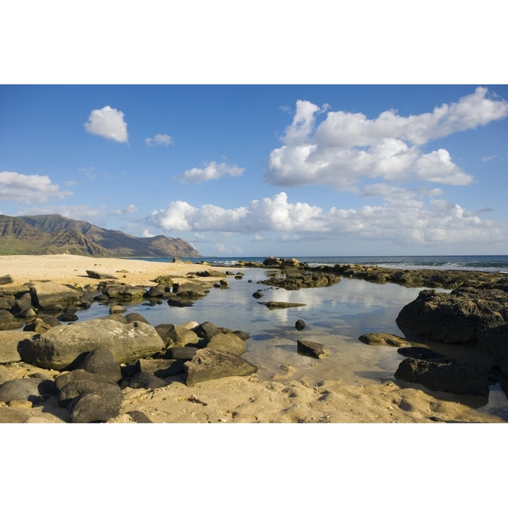 Hawaii Oahu Yokohama Bay Waianae Rocky Beach And Calm Ocean Poster Print Image 2