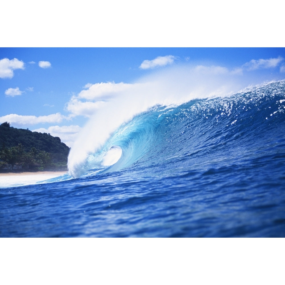 Hawaii Oahu Perfect Wave At Pipeline. Poster Print Image 1