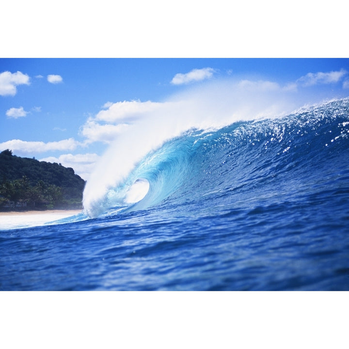 Hawaii Oahu Perfect Wave At Pipeline. Poster Print Image 1