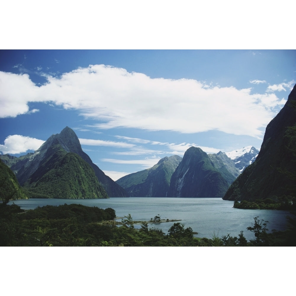 Zealand Fiordlands National Park Milford Sound. Poster Print Image 1