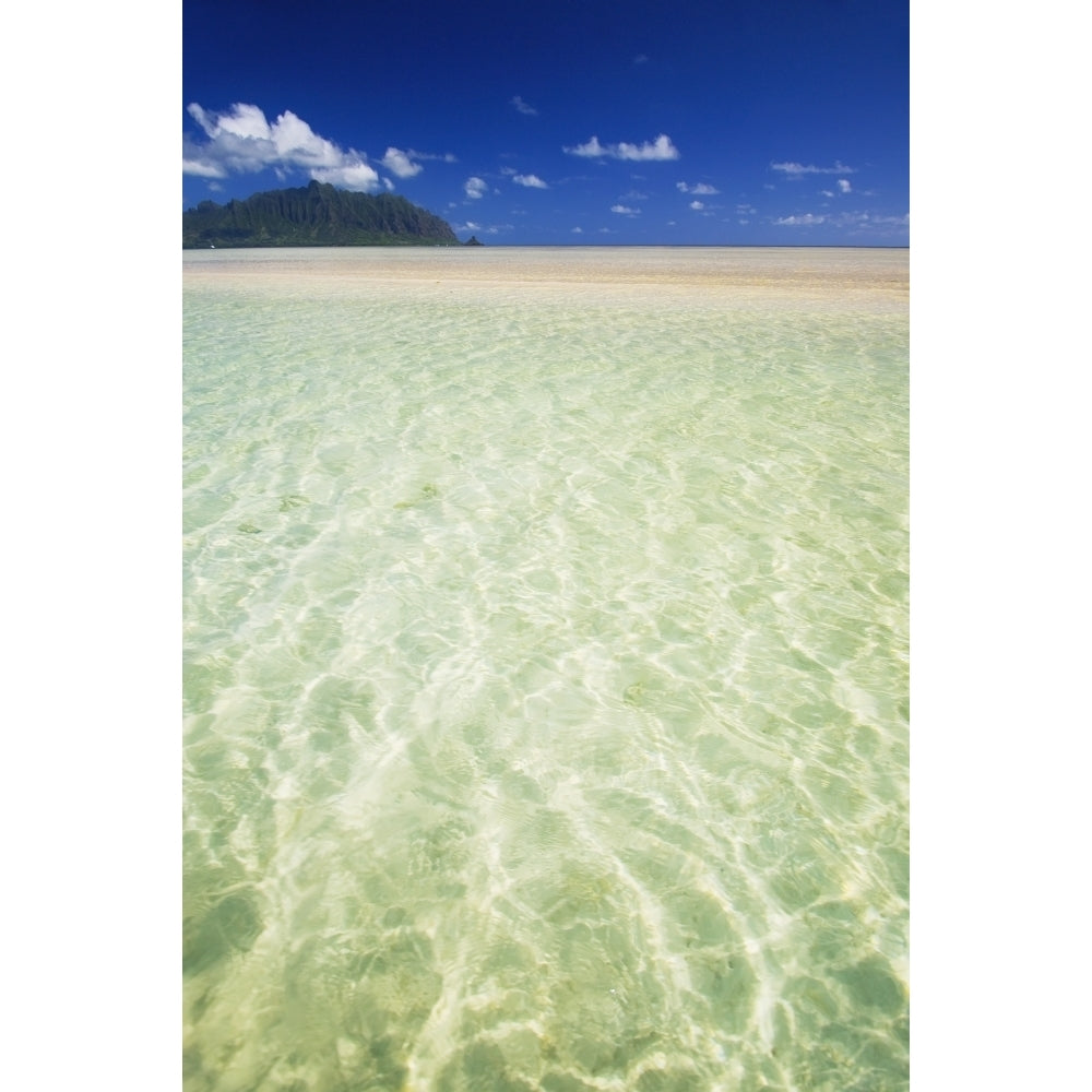 Hawaii Oahu Kaneohe Sandbar With Kualoa In The Back Ground Poster Print Image 1