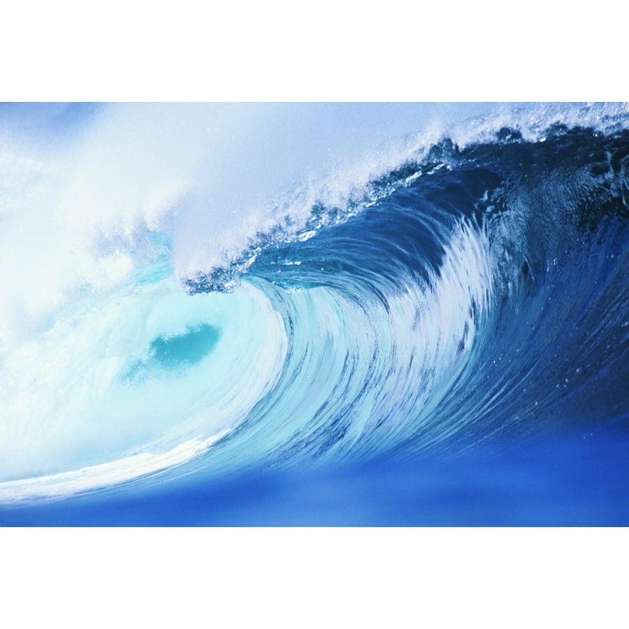 Hawaii Oahu North Shore Curling Wave At World Famous Pipeline. Poster Print Image 1