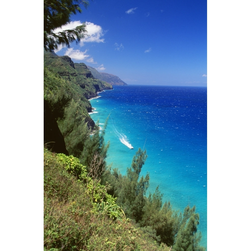 Hawaii Kauai Napali Coast Dramatic Cliffs Ocean Poster Print Image 1