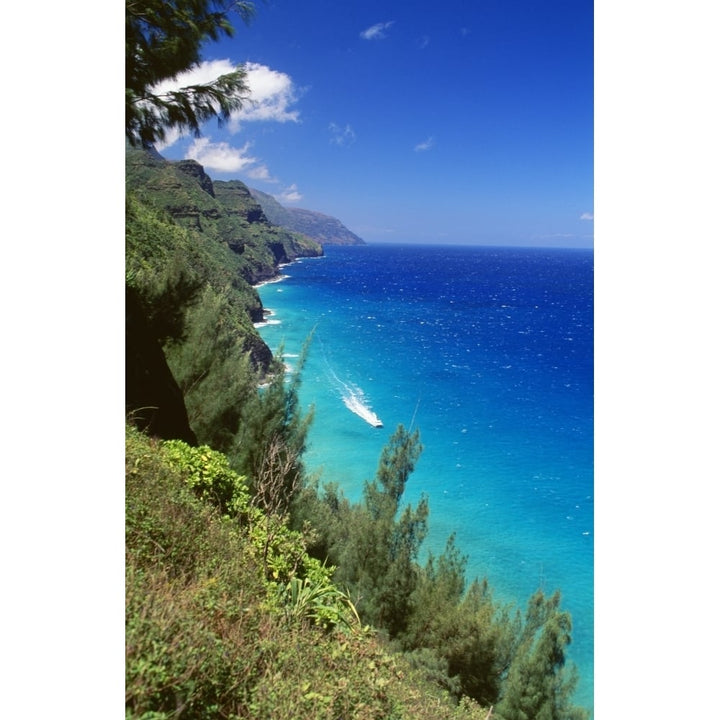 Hawaii Kauai Napali Coast Dramatic Cliffs Ocean Poster Print Image 1