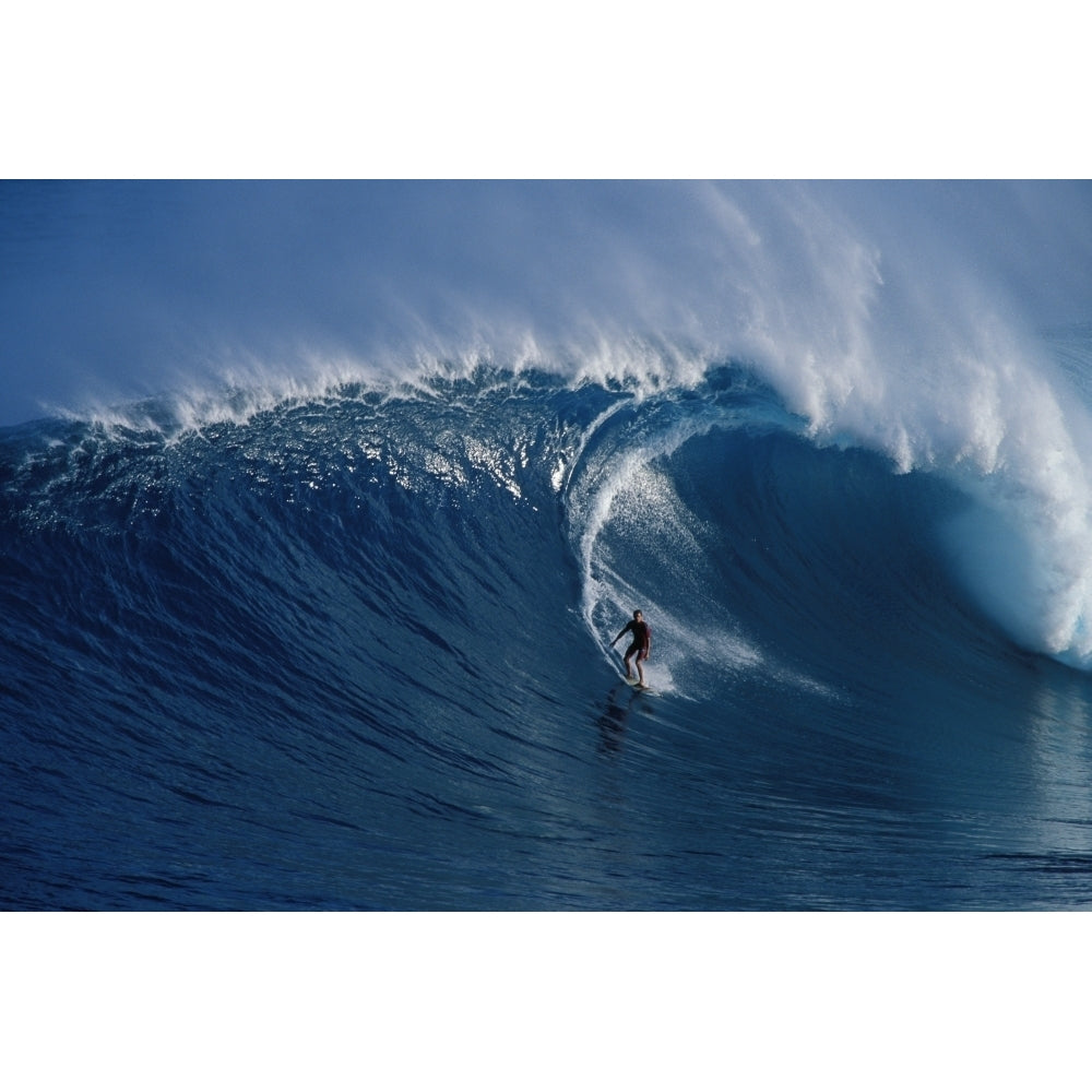 Hawaii Maui Buzzy Kerbox Surf Curling Wave At Jaws Aka Peahi Curling Wave Poster Print Image 1