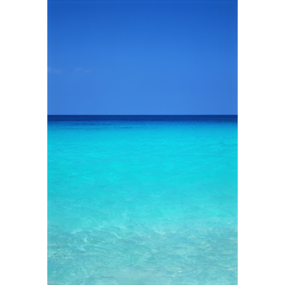 Calm Turquoise Ocean Water To Horizon Clear Blue Sky A33A Poster Print Image 1