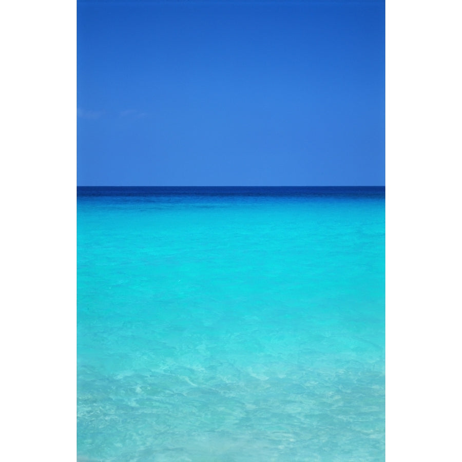 Calm Turquoise Ocean Water To Horizon Clear Blue Sky A33A Poster Print Image 1