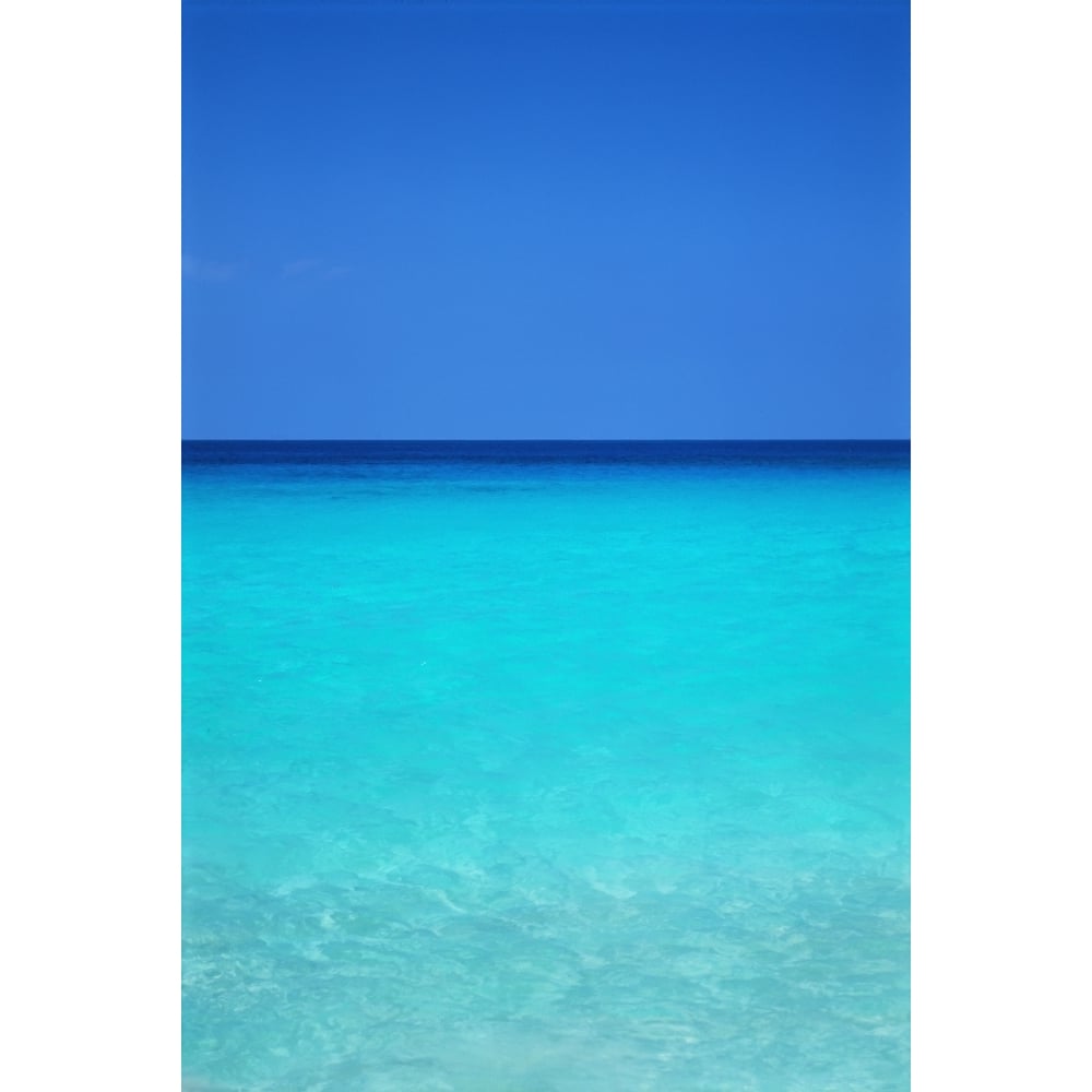 Calm Turquoise Ocean Water To Horizon Clear Blue Sky A33A Poster Print Image 1