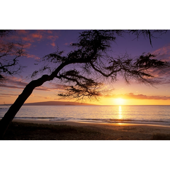 Hawaii Maui Palauea Beach Sunset With Hawaiian Island In Background Poster Print Image 2