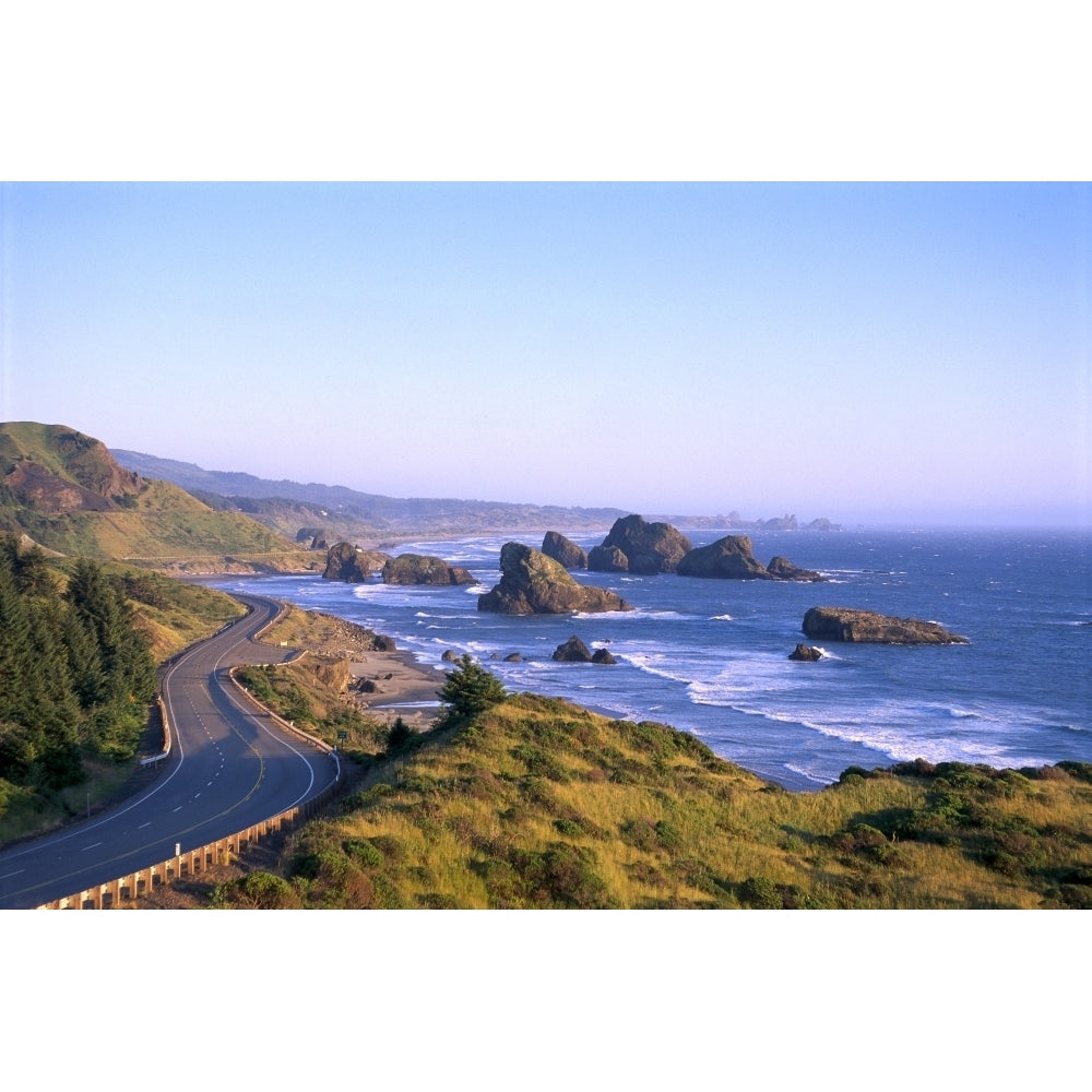 Oregon Coast Highway 101 And Pistol River State Park From Cape Sebastian B1644 Poster Print Image 2