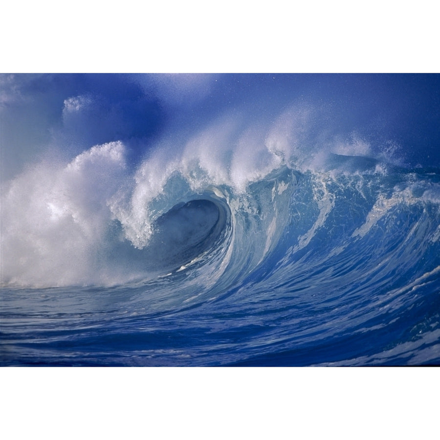 Powerful Winter Surf Wave Crashing Curling Close-Up Poster Print Image 1