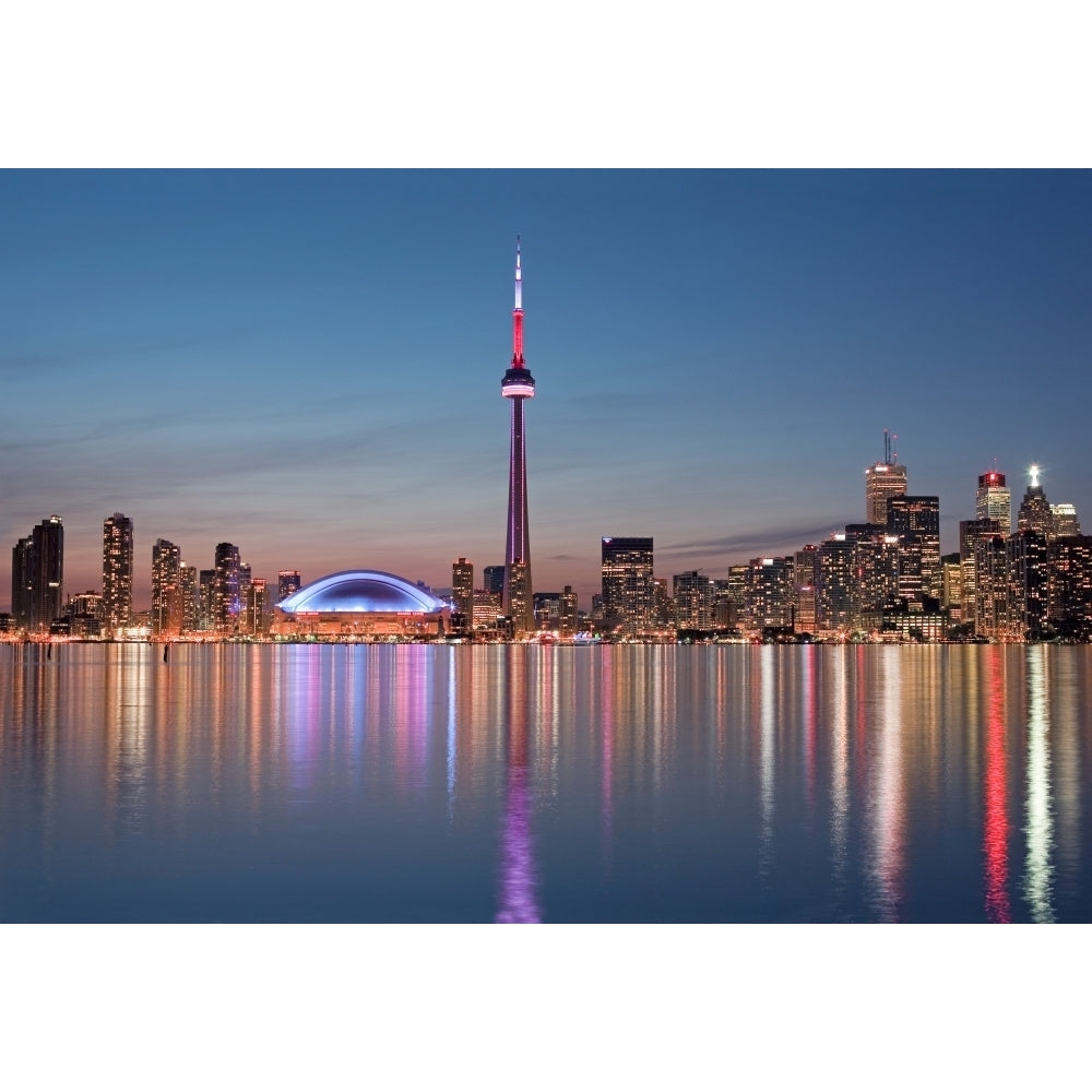 Skyline At Night Toronto Ontario July 2007 Poster Print Image 1