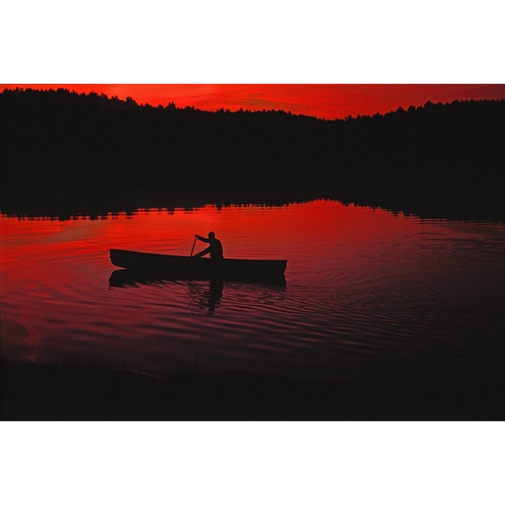 Canoeing At Sunset Algonquin Park Ontario Poster Print Image 2