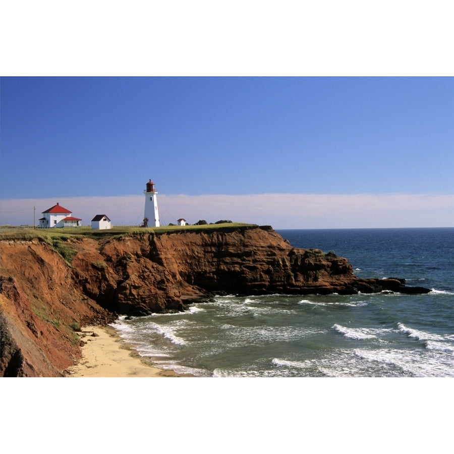 Anse A La Cabane Lighthouse Iles De La Madeleine Qubec. Poster Print Image 1