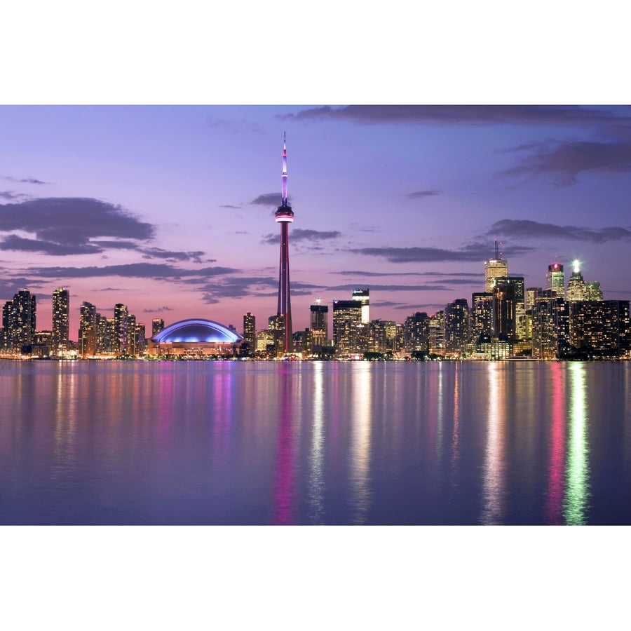 Skyline At Night From Centre Island Toronto Ontario Poster Print Image 1