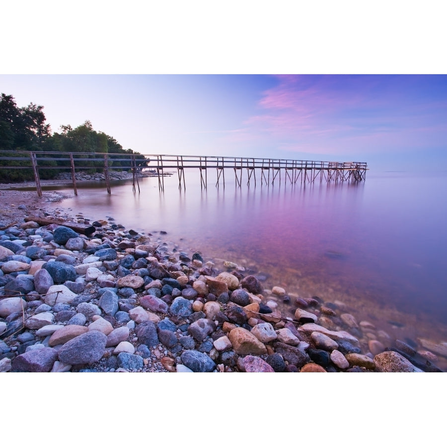 Pier And Shoreline Of Lake Winnipeg Matlock Manitoba Poster Print Image 1