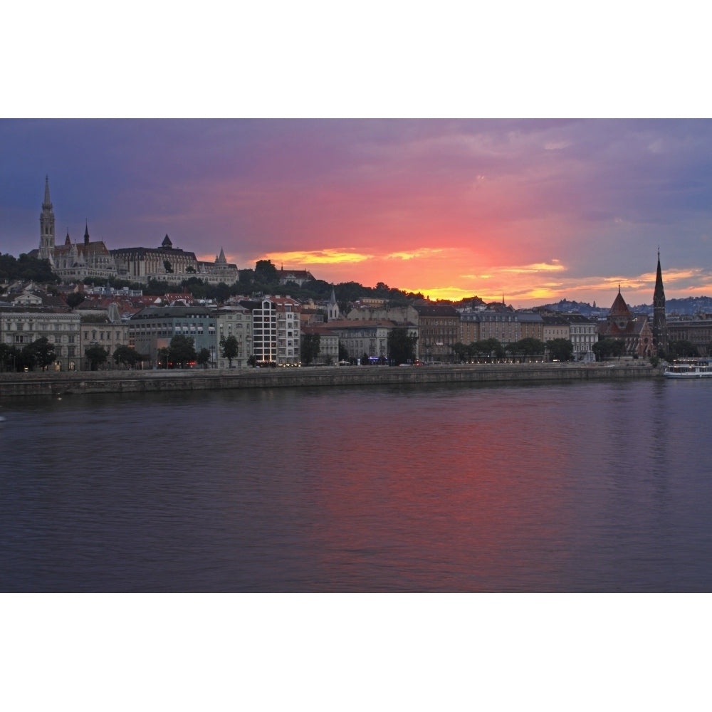 Sunset Over Danube River; Budapest Hungary Poster Print Image 1