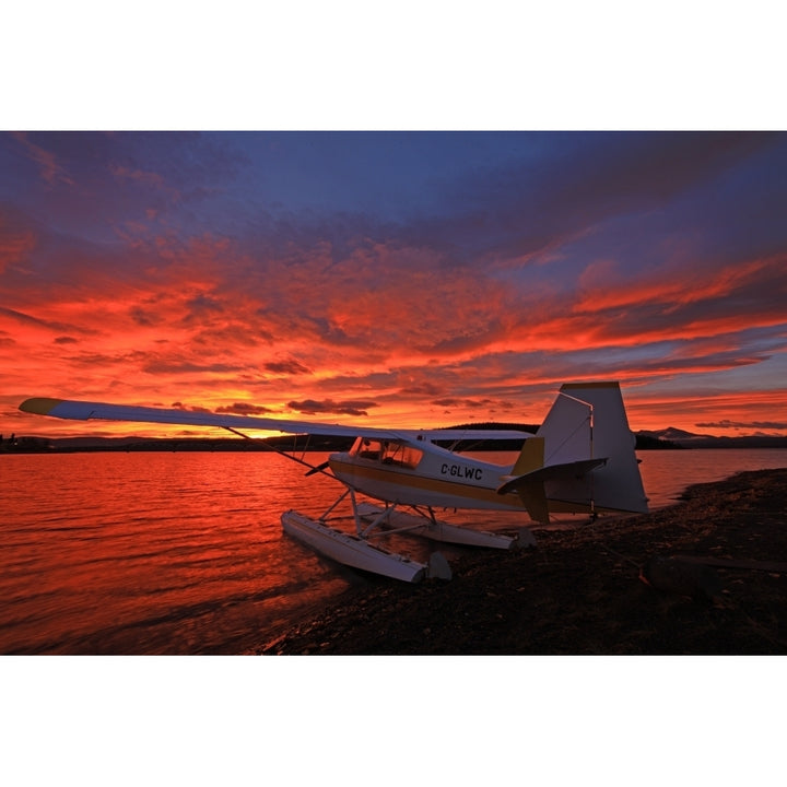 A Float Plane Facing The Sunrise Over Teslin Lake Yukon Poster Print Image 1