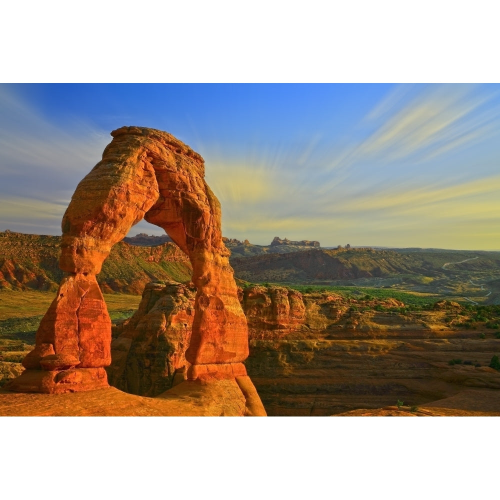 Whispy Clouds Over Delicate Arch Arches National Park Moab Utah Poster Print Image 1