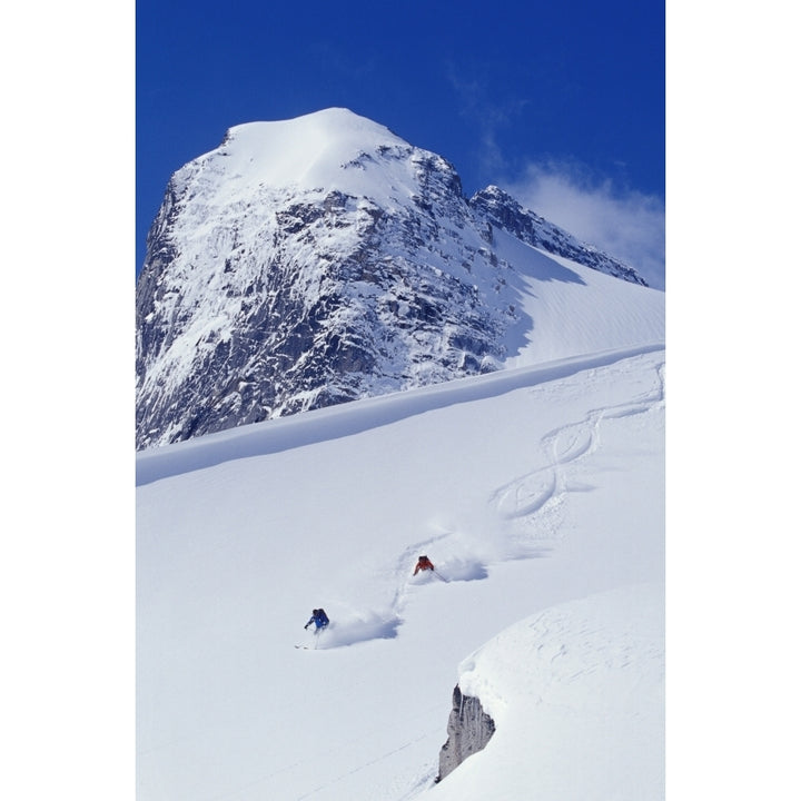 Two Young Men Skiing Untracked Powder In Figure 8s Bugaboo Glacier Provincial Park British Columbia Canada Image 2