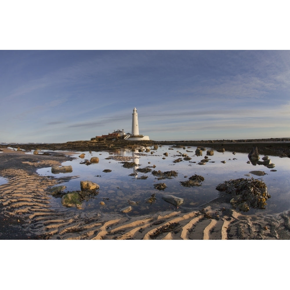 Lighthouse On St. Marys Island; Northumberland England Poster Print Image 2