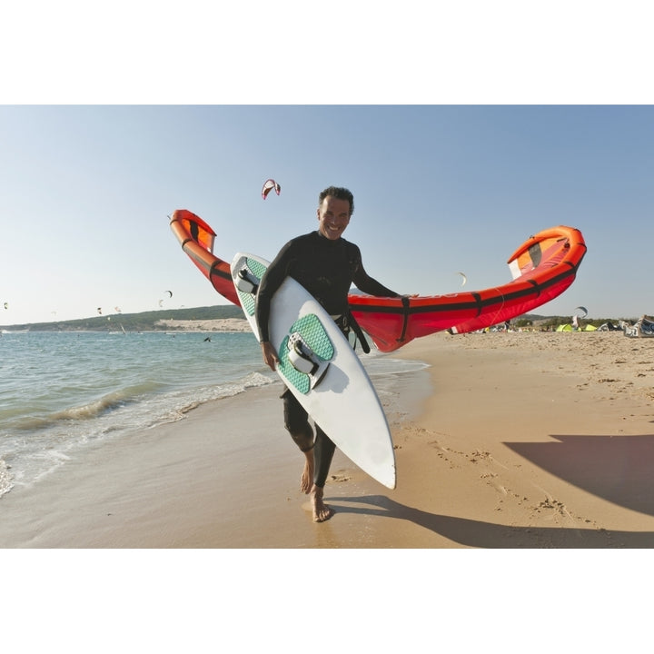 Kitesurfer On The Beach; Tarifa Cadiz Andalusia Spain Poster Print Image 1