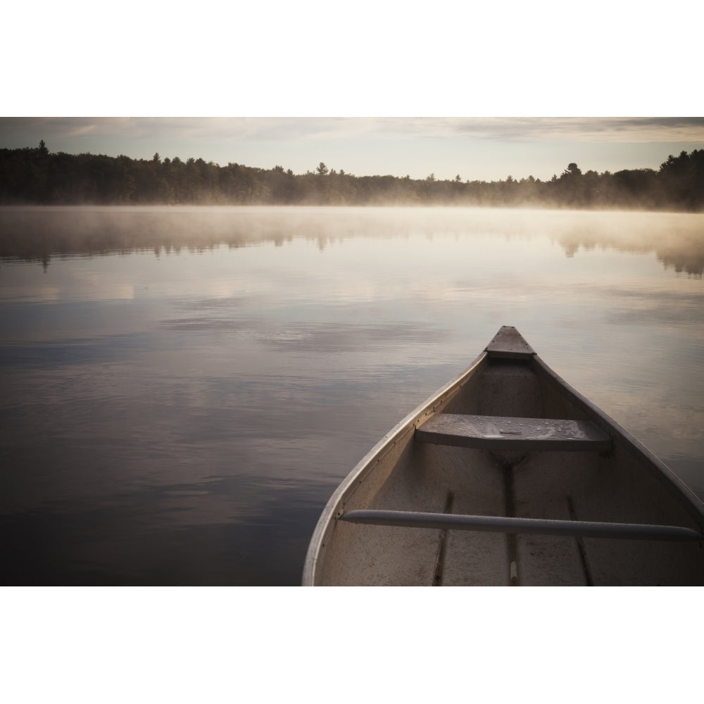 Canoe In Morning Fog On Duck Lake; Kirkfield Ontario Poster Print Image 2