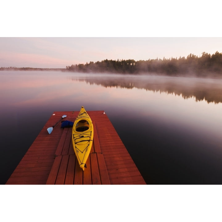 Kayak On Dock In Northwestern Ontario; Lake Of The Woods Ontario Canada Poster Print Image 1