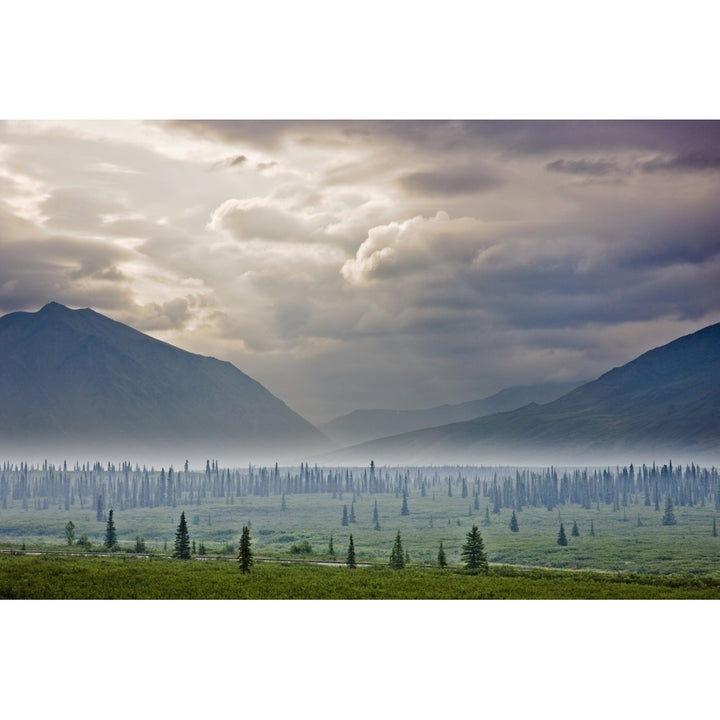 Atmospheric Scenic Of Broad Pass And Boreal Forest With Smoke From Wildfires Image 1